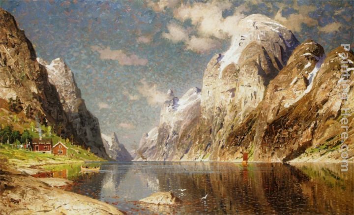 Fjorden painting - Adelsteen Normann Fjorden art painting
